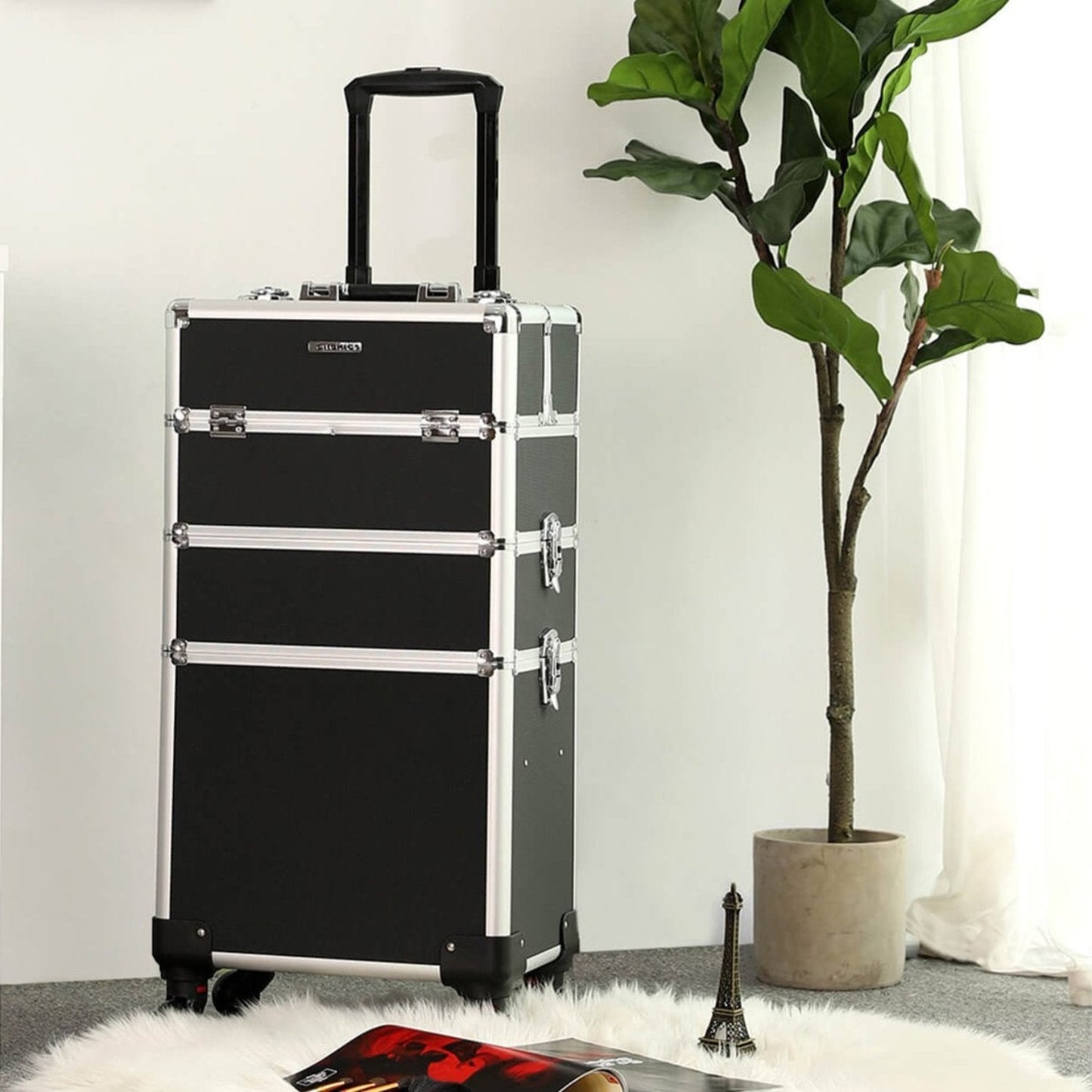 Valigetta Trucchi, Valigia Porta Trucchi 3 in 1, Trolley Make Up, Beauty Case da Viaggio, Nero, SONGMICS, 1