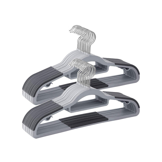 Grucce per Abiti, 30 Pezzi, Grucce per Pantaloni,  42cm, Gancio Girevole, Grucce Salvaspazio, Plastica, Grigio, , Songmics, 1