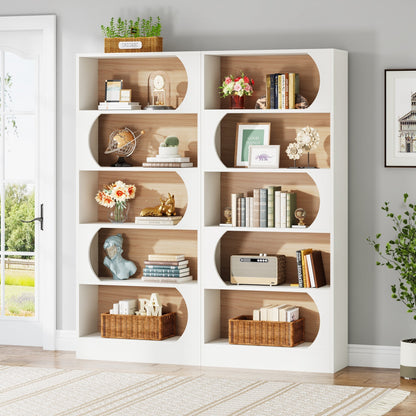Libreria, 5 Ripiani, Libreria Verticale, 80x30x180 cm, Scaffale Libreria, Aperto Portaoggetti, con mensole, Bianco Noce, Tribesigns