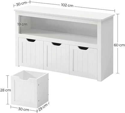 Cassettiera Giocattolo, Scaffale portagiochi, Scaffale, Mobiletto Multiuso, Contenitori con Ruote, Bianco, VASAGLE, 4