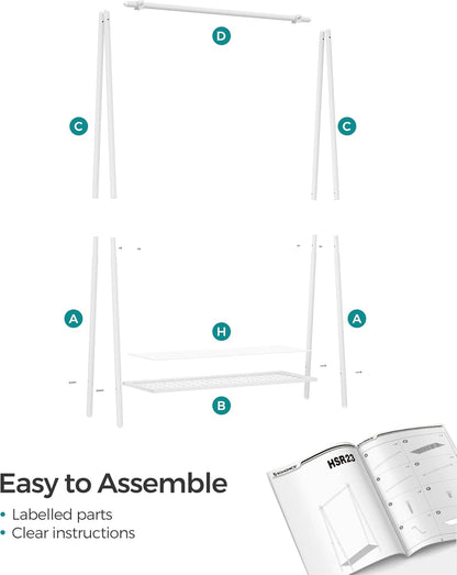 Appendiabiti da Terra, Appendiabiti con Ripiani, Stender Appendiabiti, per Guardaroba, in Acciaio, Bianco, , Songmics, 7