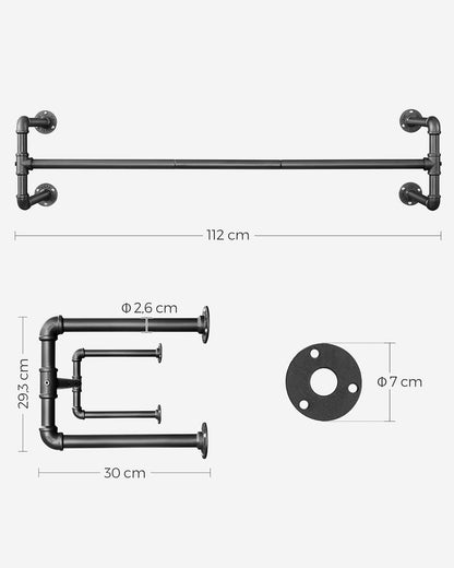 Attaccapanni da Parete, Set di 2, Appendiabiti a Muro, Salvaspazio, Portata di 60 kg, Stile Industriale, Nero, , Songmics, 4