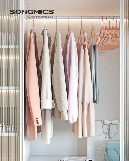 Grucce, in Velluto, 50 Pezzi, Grucce per Abiti, 43,5cm, Porta Cravatte, Gancio Girevole, Grucce per Pantaloni, Rosa, , Songmics, 3