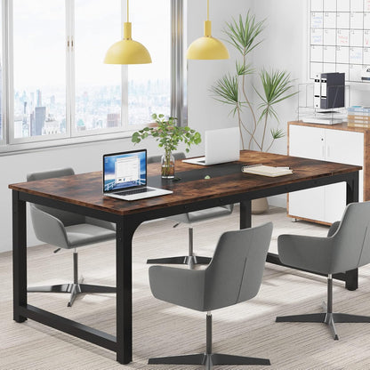 Scrivania, 180 x 90 x 77 cm, Scrivania PC, Scrivania Ufficio, Tavolo Scrivania, Tavolo Riunioni, Marrone Rustico, Tribesigns