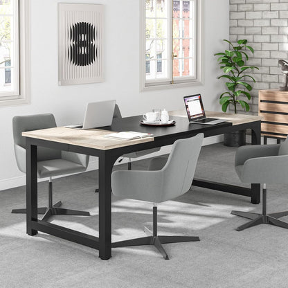 Scrivania, 180 x 80 x 75 cm, Scrivania PC, Scrivania Ufficio, Tavolo Riunioni, Grigio Vintage e Nero, Tribesigns