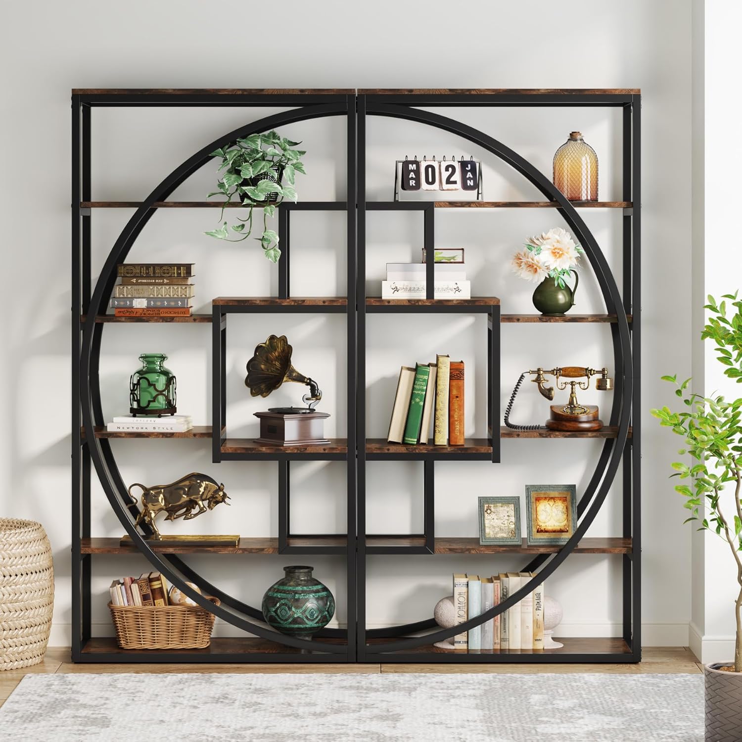 Libreria, 6 ripiani, Scaffale Libreria, con 8 scomparti aperti, 80 × 30 × 180 cm, Marrone Vintage, Tribesigns