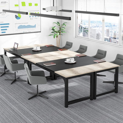 Scrivania, 180 x 80 x 75 cm, Scrivania PC, Scrivania Ufficio, Tavolo Riunioni, Grigio Vintage e Nero, Tribesigns