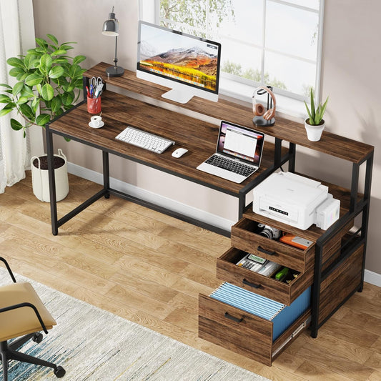 Scrivania con Cassetti, 160x50x90 cm, Scrivania Ufficio, per Ufficio Domestico, Tribesigns