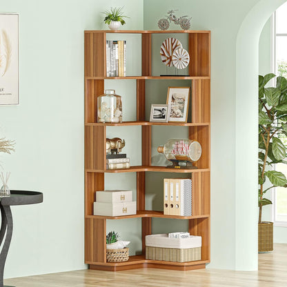 Libreria Angolare, 6 ripiani, Scaffale Angolare, 60 × 60 × 165 cm, Libreria Verticale, per Ufficio Domestico, Tribesigns