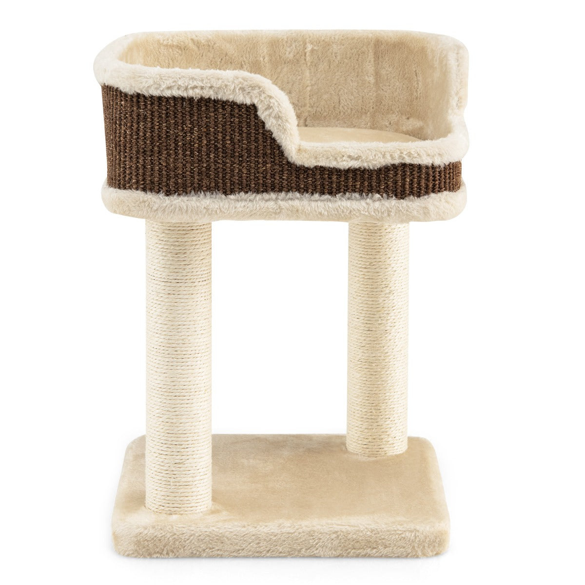 Albero per Gatti, Torre per Gatti, Tiragraffi per Gatti, Albero del Gatto base imbottita, 35 x 35 x 50 cm, Beige, Costway, 2