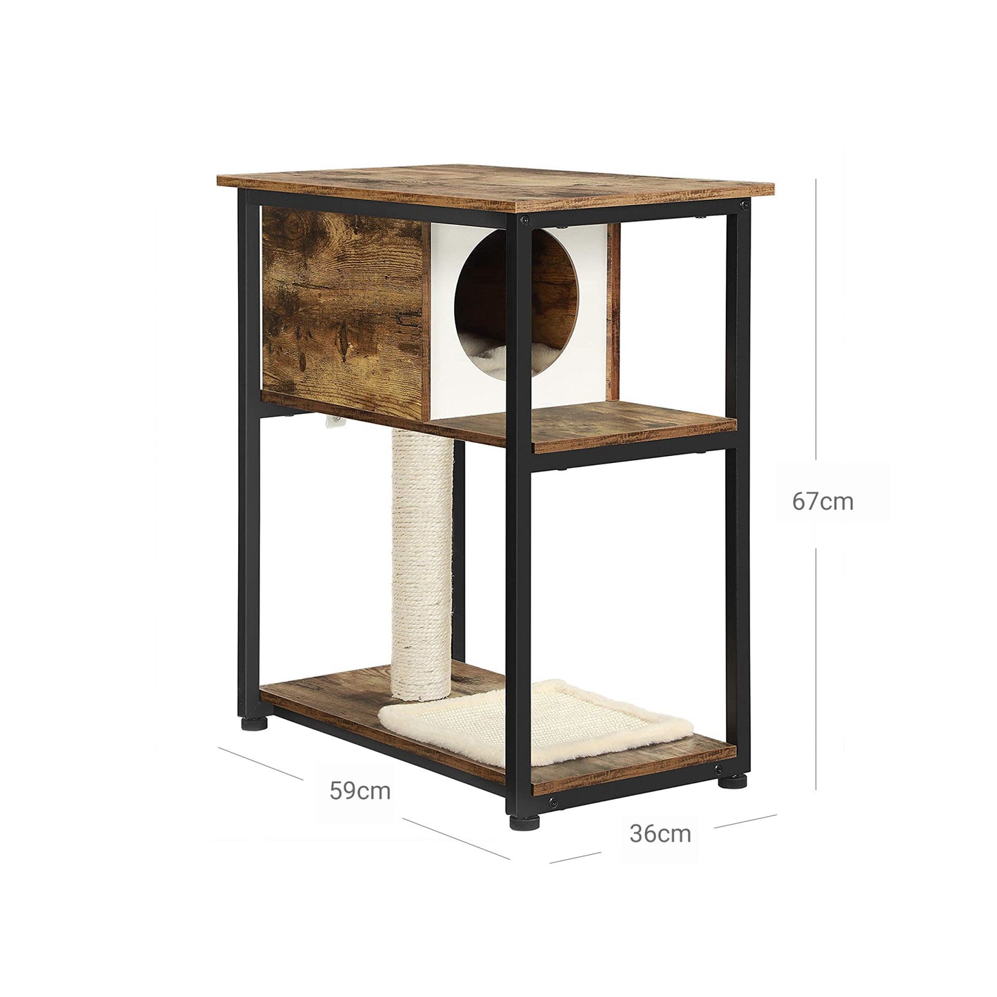 Albero per gatti, Lettiera gatto,  Comodino, Tiragraffi, Tiragraffi gatto, Marrone Vintage, Feandrea, 5