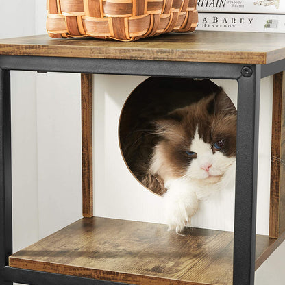 Albero per gatti, Lettiera gatto,  Comodino, Tiragraffi, Tiragraffi gatto, Marrone Vintage, Feandrea, 4