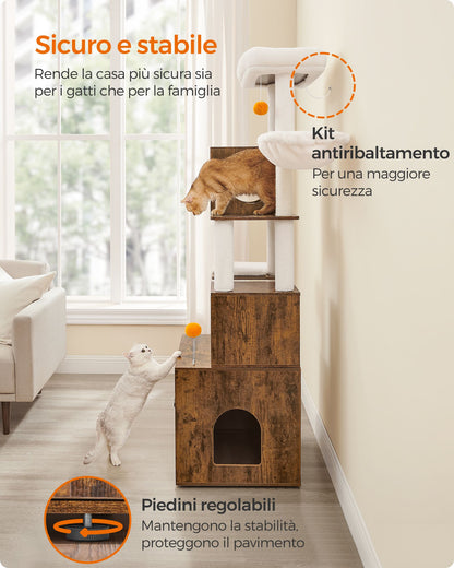 Albero per gatti, Tiragraffi, Mobile per lettiera, Condominio per gatti, Graffiatoi, Trespolo, Cuscini lavabili, Feandrea, 10