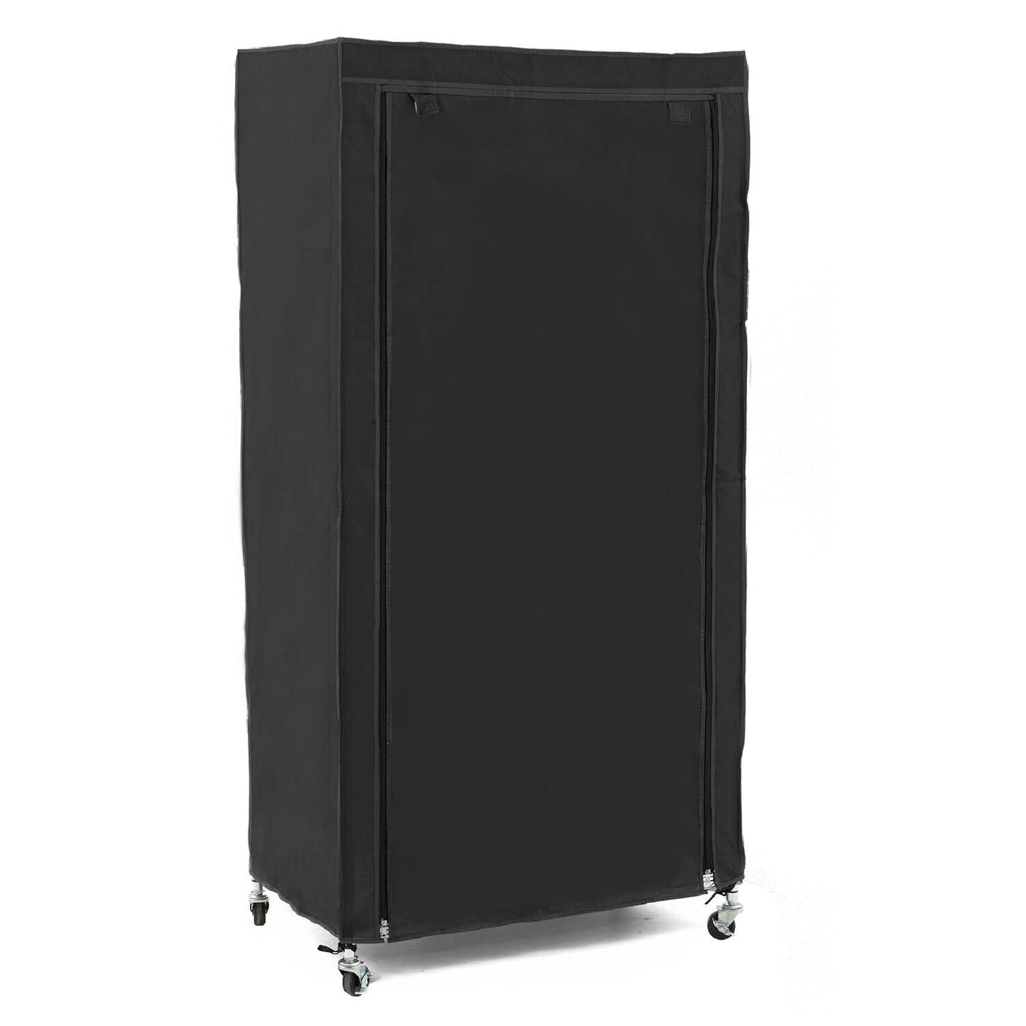 Armadio in Tessuto, Resistente, portata 70 kg, Armadio portatile, Appendiabiti con Ruote, Copertura Cotone Nero, art moon Buffalo, 6