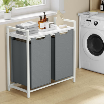 Cesto Portabiancheria Con 2 Sacchi Rimovibili - 40L Cadauno, Ruote Con Freni, Per Lavanderia - Foto 10