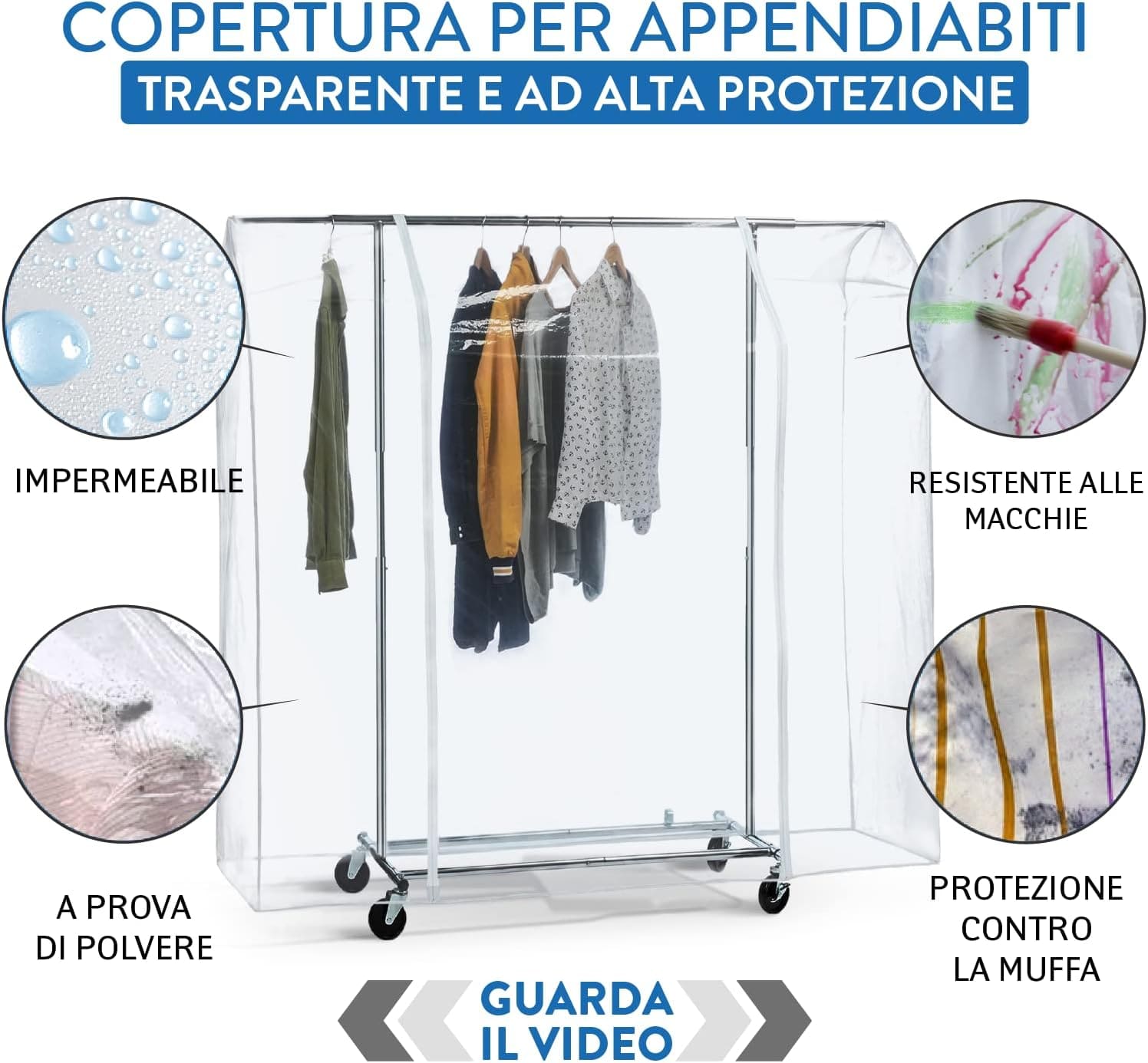 Ampia Copertura Protettiva Traslucida Da Appendere Con Cerniera - 120 X 50 X 150 Cm 88018336 Ampia Copertura Protettiva Traslucida Da Appendere Con Cerniera - 120 X 50 X 150 Cm 88018336