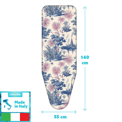 Colombo Spring Blossom - Copriasse da stiro, 140x55 cm, 2 strati, Cotone 100% e mollettone, Made in Italy, Resistente al calore, Sistema a clip