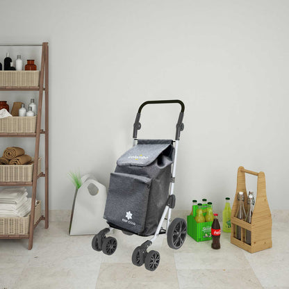 Carrello spesa, Capacità 50 L, Carrello Portaspesa, Borsa in poliestere impermeabile, Grigio, Colombo TROLL, 1