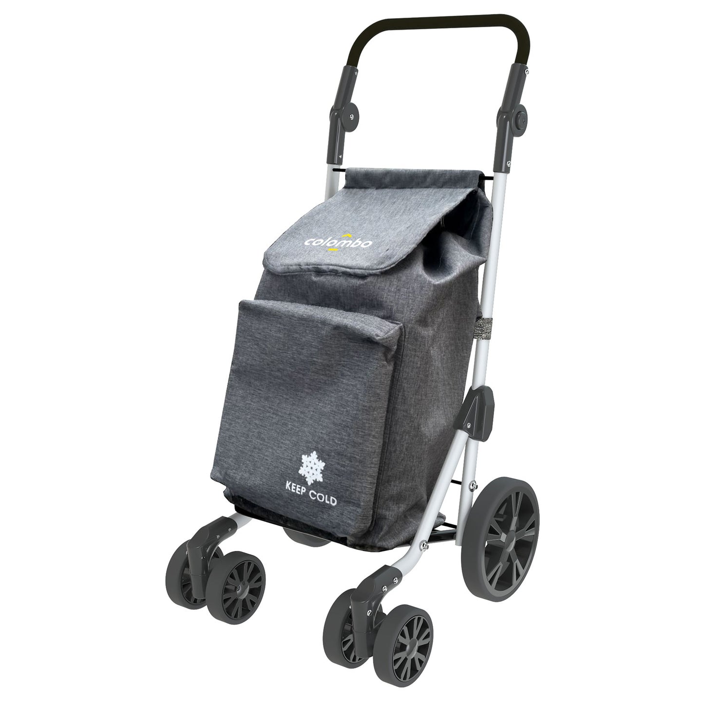 Colombo TROLL, Carrello spesa, Capacità 50 L, Carrello Portaspesa, Borsa in poliestere impermeabile, Grigio