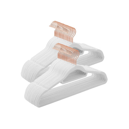 Grucce per Abiti, 50 Pezzi, Grucce per Pantaloni, 43,5cm, Porta Cravatte, Gancio,  Antiscivolo, in Velluto, Bianco, , Songmics, 1