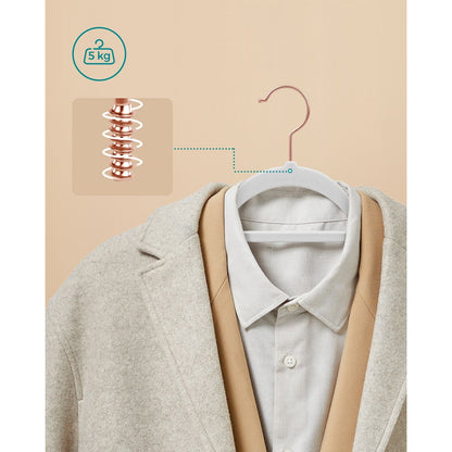 Grucce per Abiti, 50 Pezzi, Grucce per Pantaloni, 43,5cm, Porta Cravatte, Gancio,  Antiscivolo, in Velluto, Bianco, , Songmics, 4