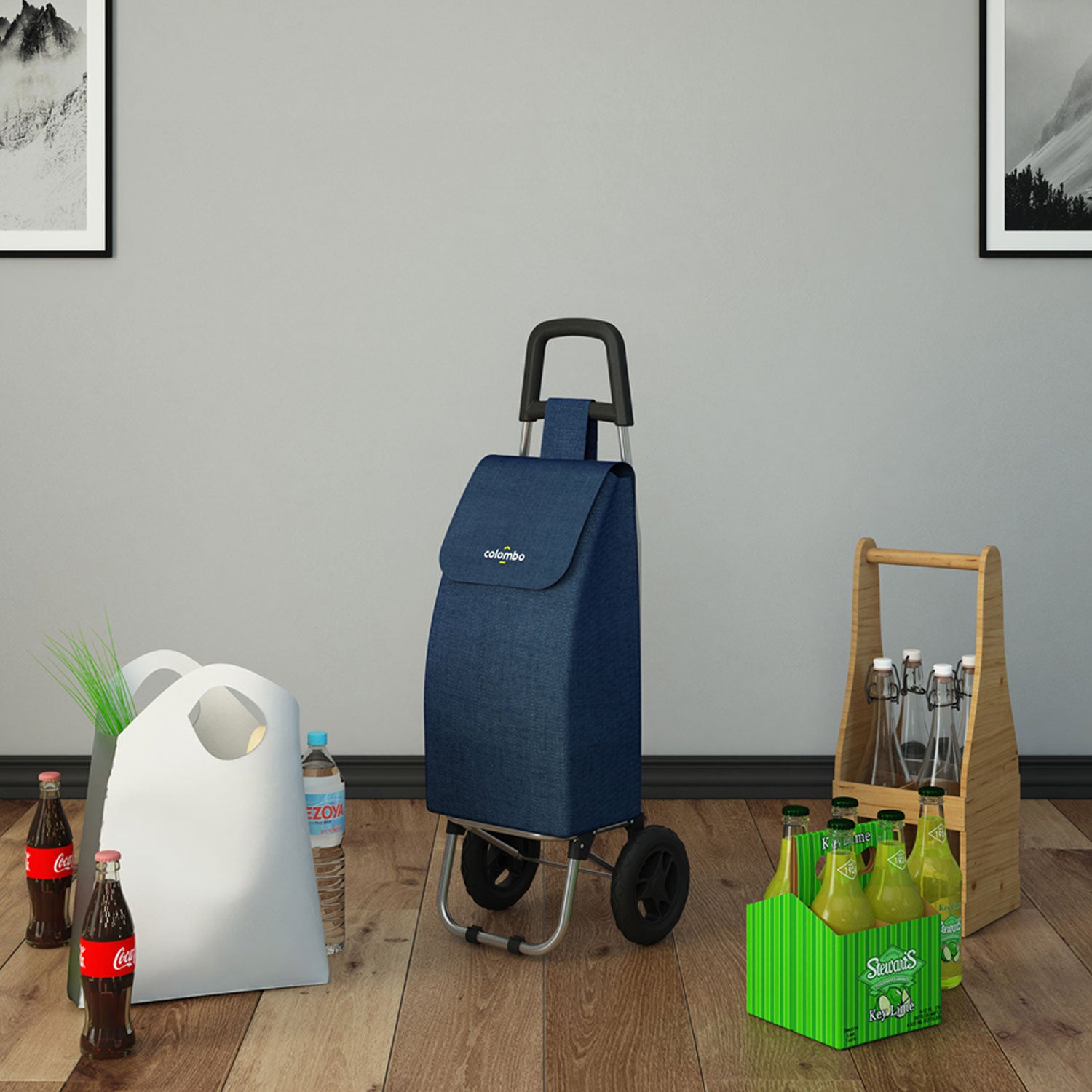 Colombo ROLLY, Carrello spesa, Capacità 40 L, Carrello Portaspesa, Borsa in poliestere impermeabile, Blu scuro