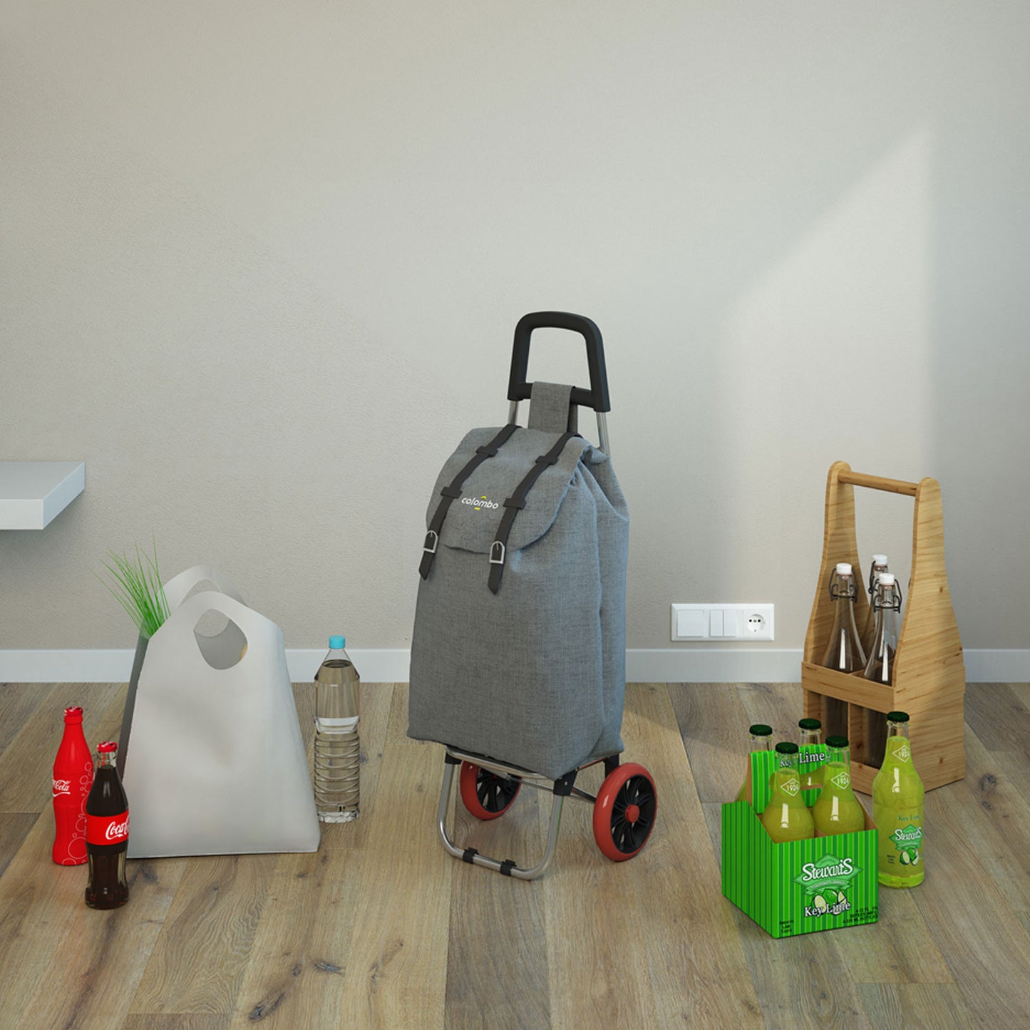 Colombo SMART, Carrello spesa, Portata massima 25 kg, Carrello Portaspesa, Borsa in poliestere impermeabile, Grigio