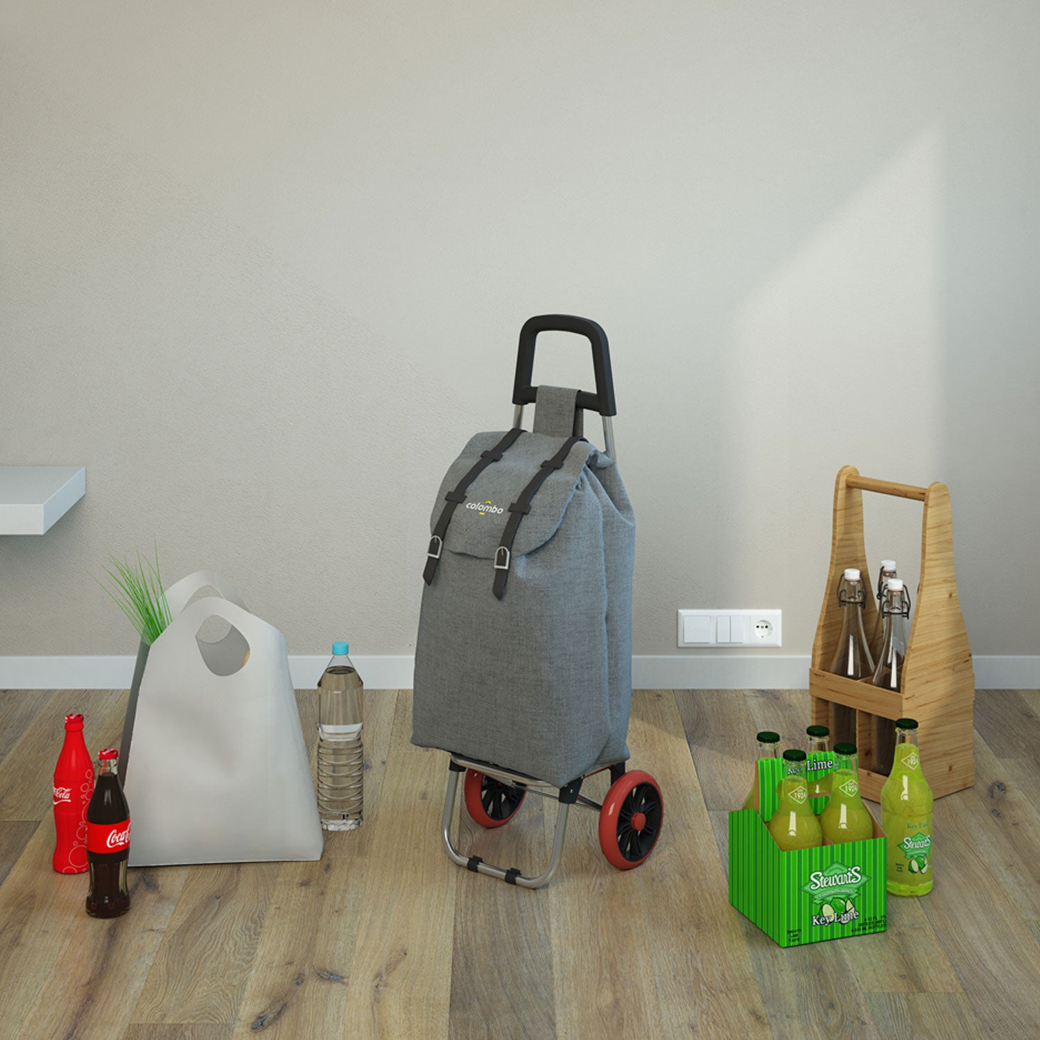 Colombo SMART, Carrello spesa, Portata massima 25 kg, Carrello Portaspesa, Borsa in poliestere impermeabile, Grigio