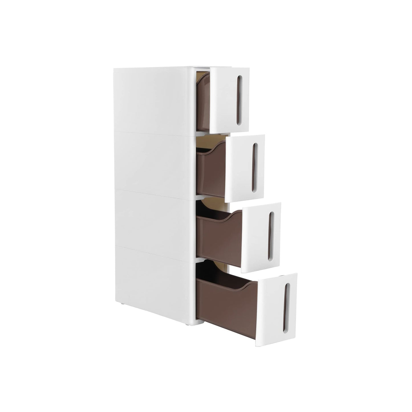 Cassettiera Salvaspazio, con Ruote, Carrello Stretto con 4 Cassetti, Cassettiera bagno salvaspazio, Bianco, Songmics, 2