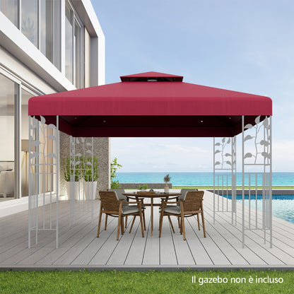 Copertura di ricambio per gazebo a 2 livelli da 300x300cm, Tettoia con fibbie in alluminio e chiusure a strappo, Costway, 4