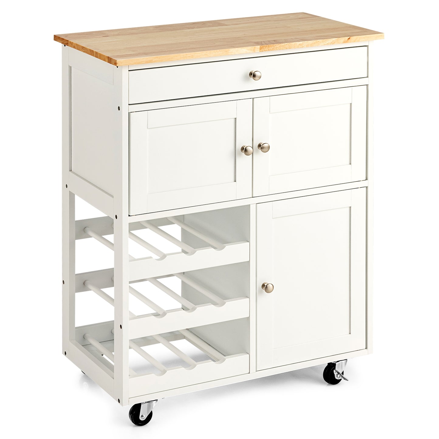 Credenza Cucina, Carrello da Cucina, Isola da Cucina, Scaffale per Microonde, Credenza Cucina, Bianco, Costway, 2