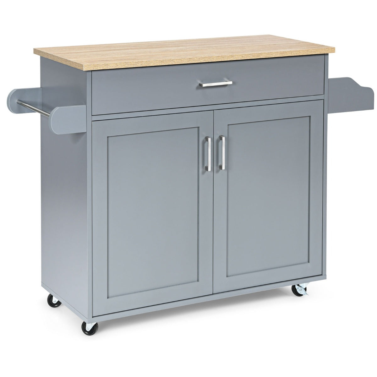 Credenza Cucina, Carrello da Cucina, Isola da Cucina, Scaffale per Microonde, Grigio, Costway, 2