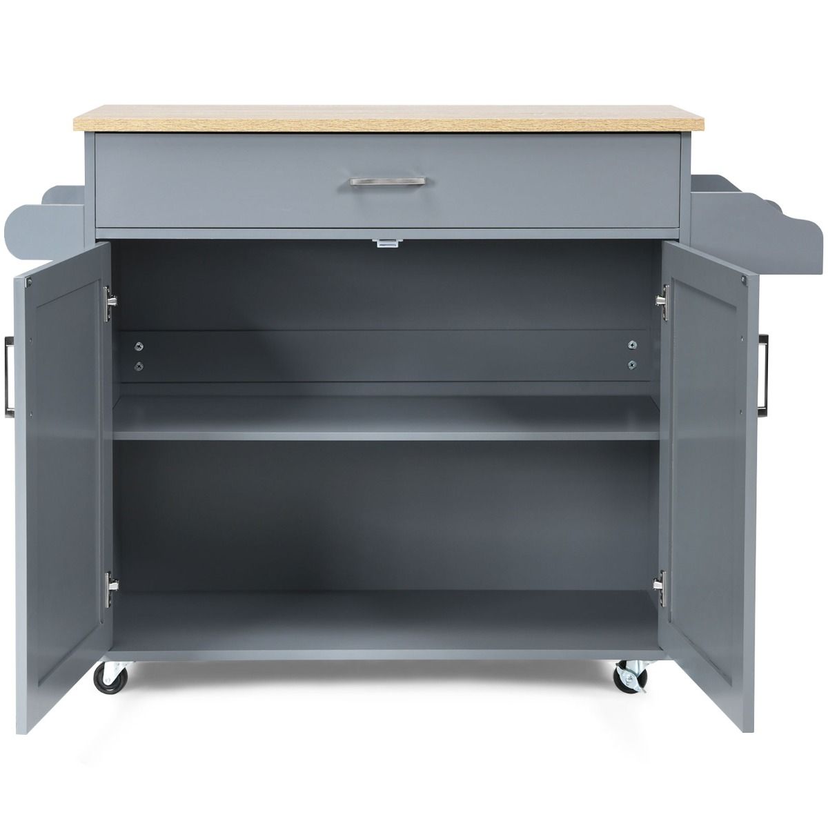 Credenza Cucina, Carrello da Cucina, Isola da Cucina, Scaffale per Microonde, Grigio, Costway, 6