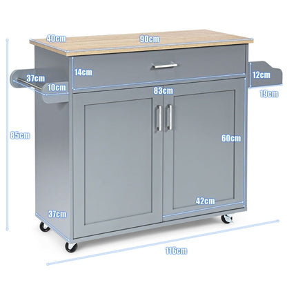 Credenza Cucina, Carrello da Cucina, Isola da Cucina, Scaffale per Microonde, Grigio, Costway, 7