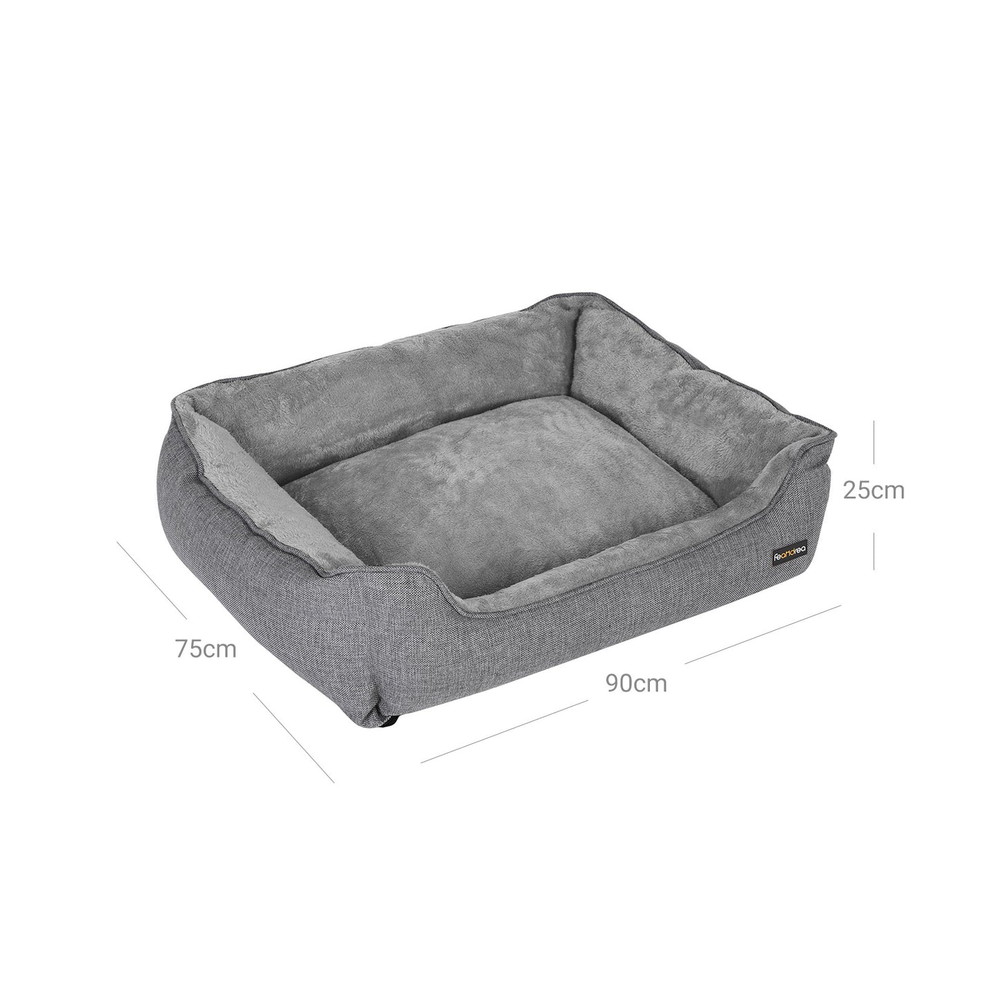 Cuccia per cani, Cuccia per animali, Simil lino, Divano letto per cani, Fodera Lavabile, Grigio chiaro, Feandrea, 4
