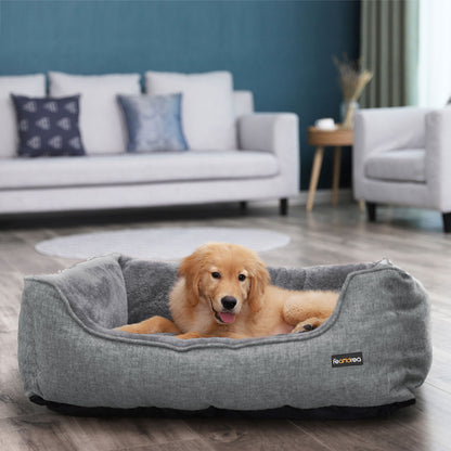 Cuccia per cani, Cuccia per animali, Simil lino, Divano letto per cani, Fodera Lavabile, Grigio chiaro, Feandrea