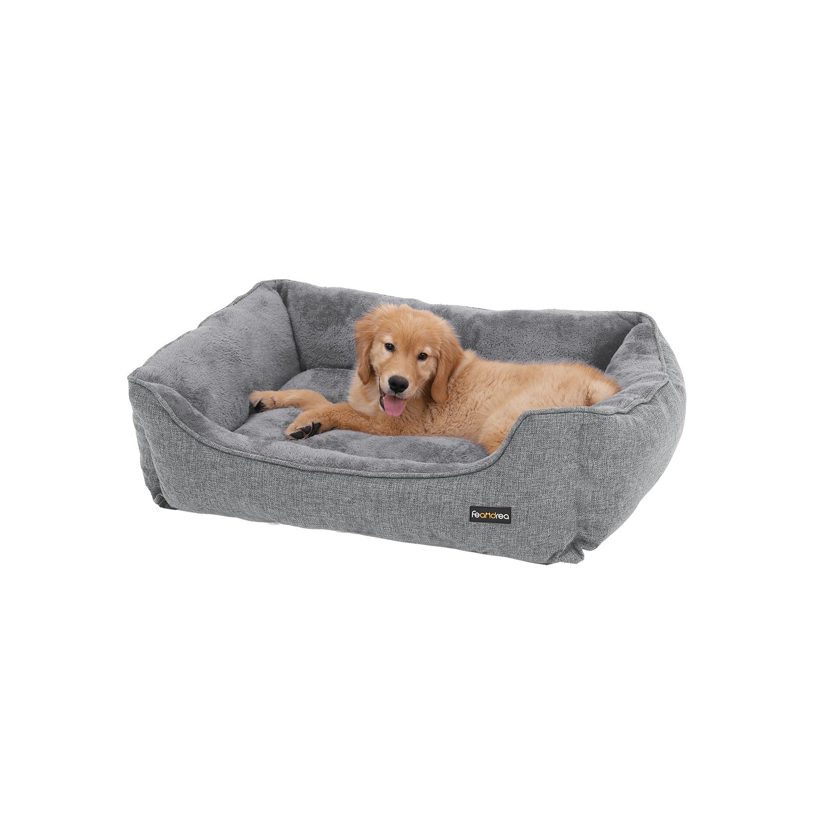 Cuccia per cani, Cuccia per animali, Simil lino, Divano letto per cani, Fodera Lavabile, Grigio chiaro, Feandrea, 3