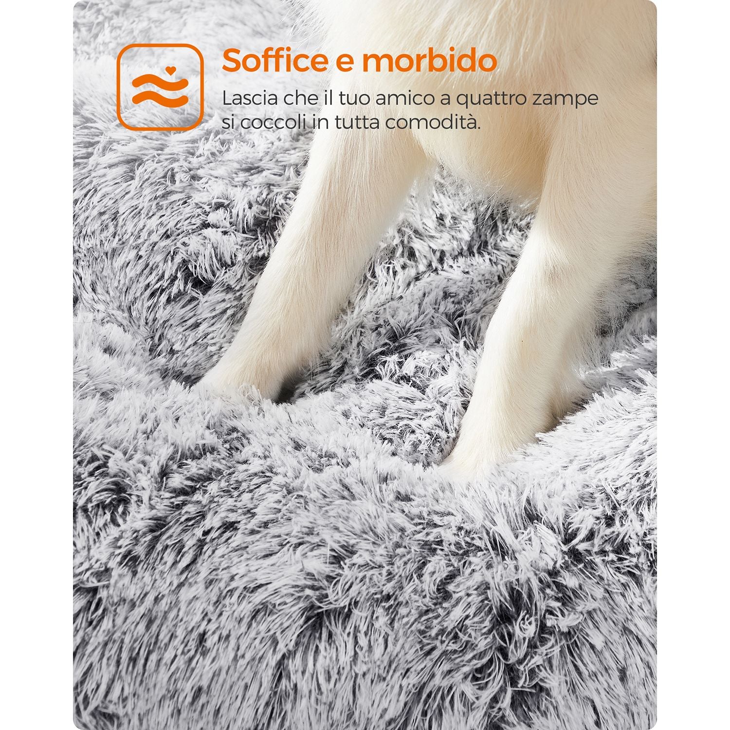 Cuscino per cani, Tappetino per cani, Peluche lungo, Imbottitura morbida, Lavabile in lavatrice, Feandrea, 2