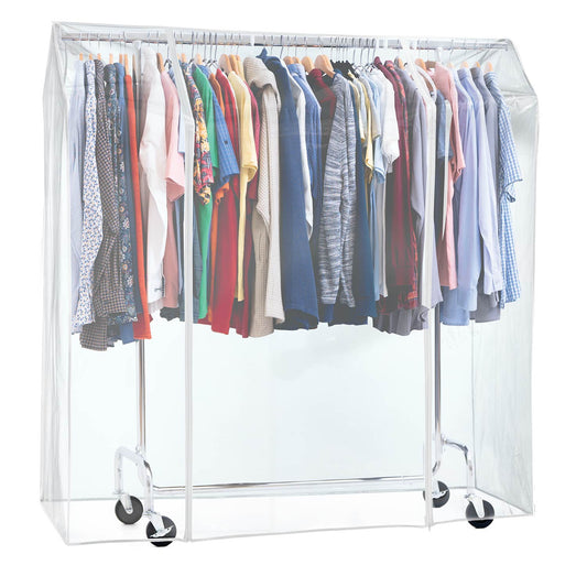 Stand Appendiabiti Professionale, con Copertura, Portata 130 kg, con Ruote, Acciaio Cromato, Tatkraft Didrik & Schild, 1