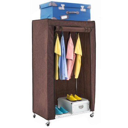 art moon Buffalo - Armadio in Tessuto, Resistente, portata 70kg, Armadio con Ruote, 75x45x156.5cm, con Copertura protezione antipolvere Marrone