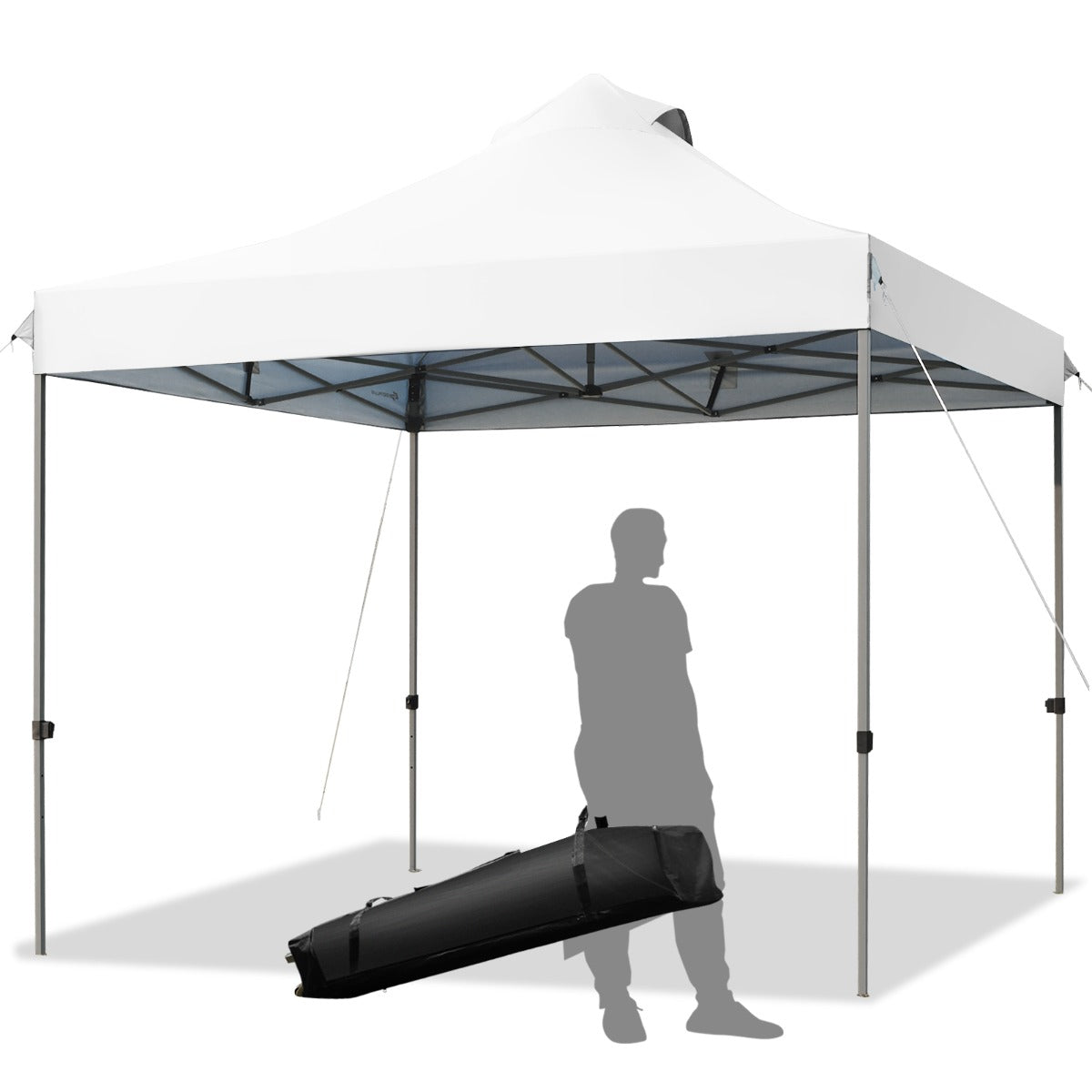 Gazebo da Giardino, Tenda da Esterno, Gazebo da Esterno, Gazebo Pieghevole 3x3, Tenda Pieghevole, Bianco, Costway, 2