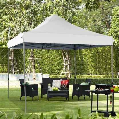 Gazebo da Giardino, Tenda da Esterno, Gazebo da Esterno, Gazebo Pieghevole 3x3, Tenda Pieghevole, Bianco, Costway, 3