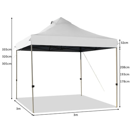 Gazebo da Giardino, Tenda da Esterno, Gazebo da Esterno, Gazebo Pieghevole 3x3, Tenda Pieghevole, Bianco, Costway, 7