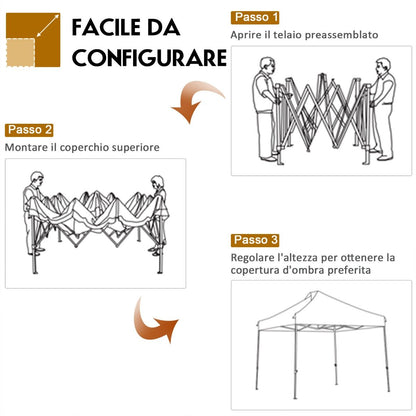 Gazebo da Giardino, Tenda da Esterno, Gazebo da Esterno, Gazebo Pieghevole 3x3, Tenda Pieghevole, Bianco, Costway, 8