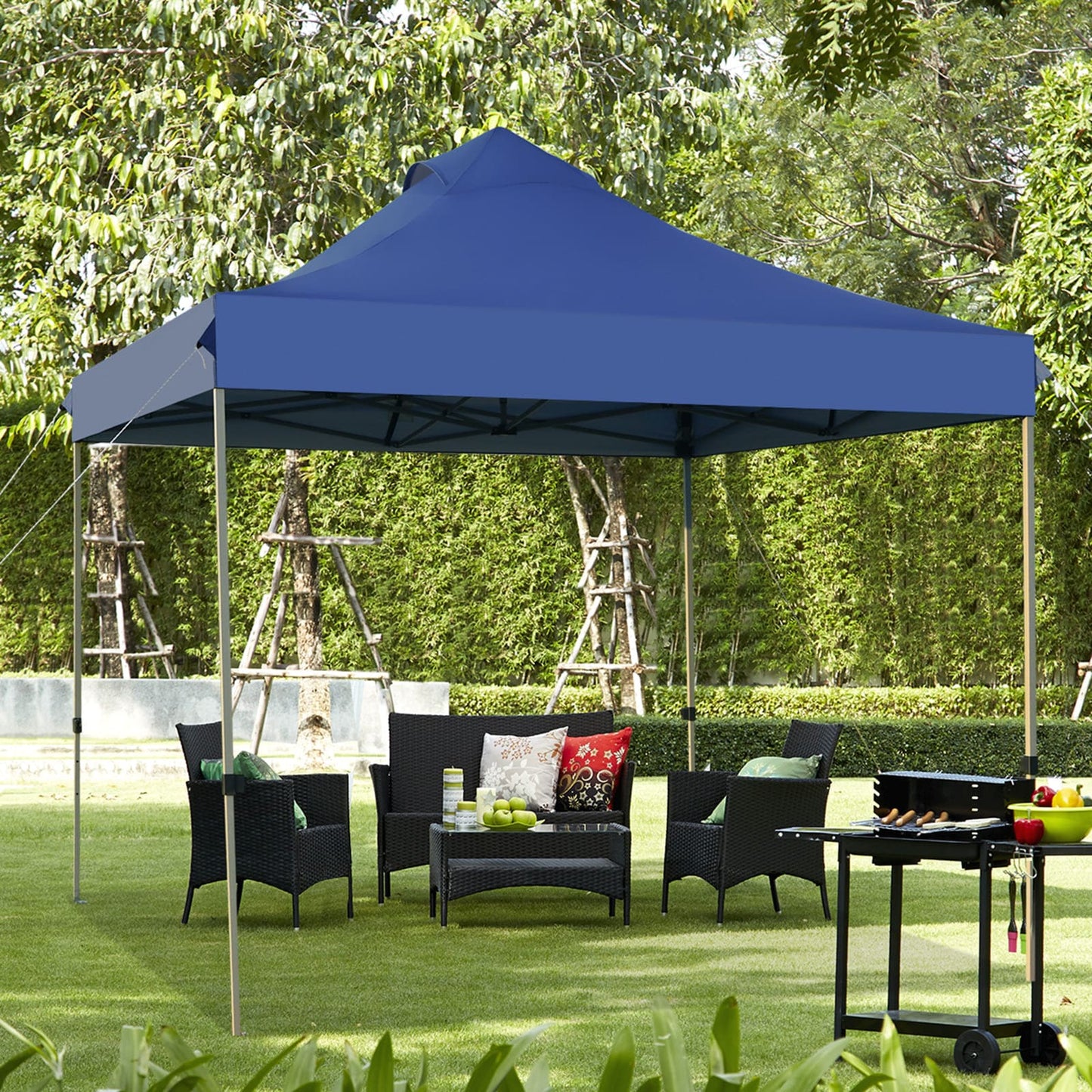 Gazebo da Giardino, Tenda da Esterno, Gazebo da Esterno, Gazebo Pieghevole 3x3, Tenda Pieghevole, Blu, Costway, 1