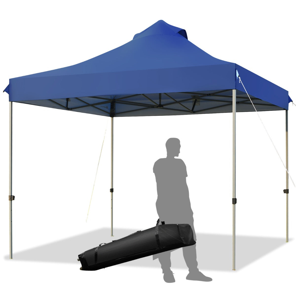 Gazebo da Giardino, Tenda da Esterno, Gazebo da Esterno, Gazebo Pieghevole 3x3, Tenda Pieghevole, Blu, Costway, 2