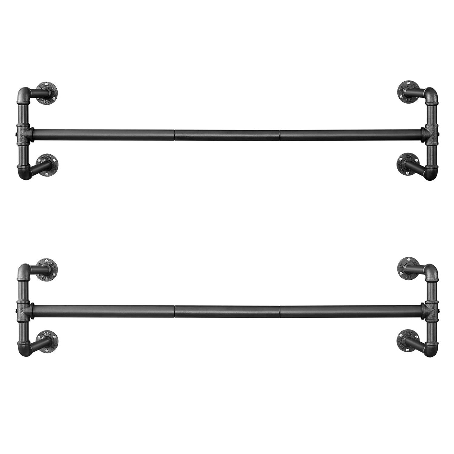 Attaccapanni da Parete, Set di 2, Appendiabiti a Muro, Salvaspazio, Portata di 60 kg, Stile Industriale, Nero, , Songmics, 1