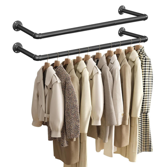 Attaccapanni da Parete, Set di 2, Appendiabiti a Muro, Salvaspazio, Portata di 50 kg, Stile Industriale, Nero, , Songmics, 1
