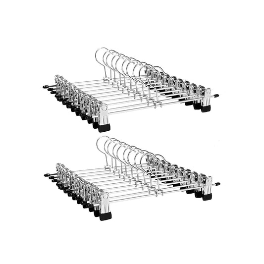 Grucce per Pantaloni, 20 Pezzi, Grucce, con Pinze per Gonne Calze, 31cm, Grucce Salvaspazio, in Metallo, Argento, , Songmics, 1
