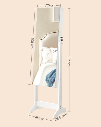 Specchio Portagioie, Armadio portagioie, con Specchio, Porta Gioielli, Portagioie Grande, Bianca, SONGMICS, 7